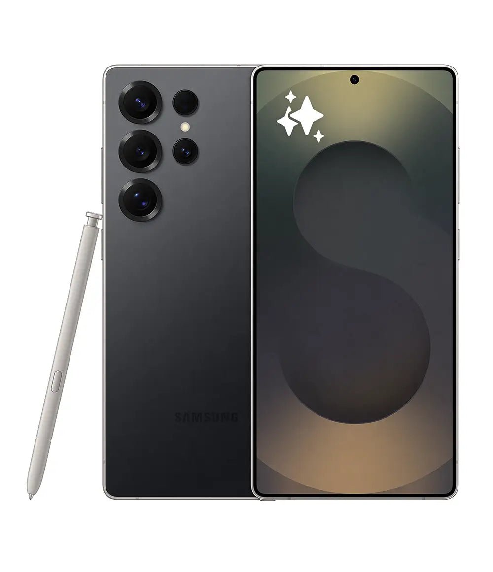 Samsung Galaxy S25 Ultra në ngjyrën titan i zi, me S Pen